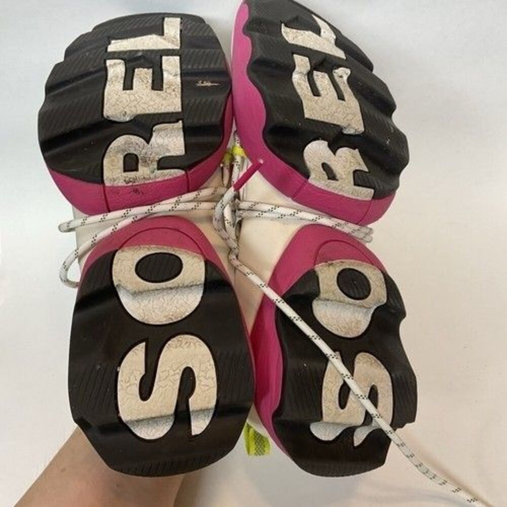 Sorel Kinetic Impact Pink/White Lace Up Cactus Sneakers Women 9.5 Vietnam Mesh - Picture 3 of 12